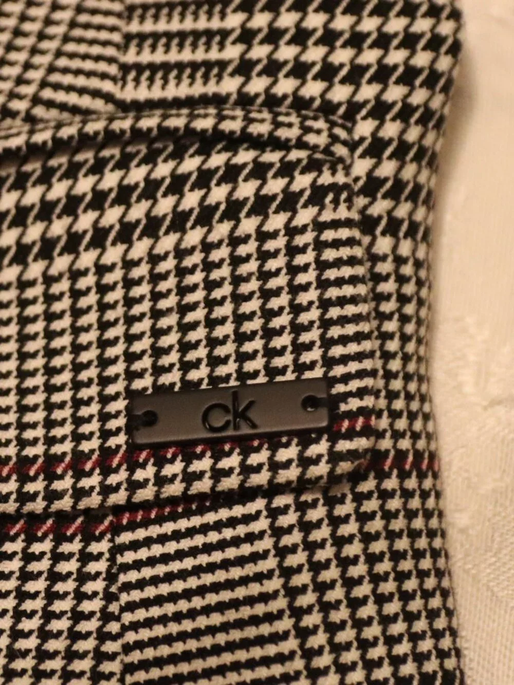 Calvin Klein Single Button Plaid Longline Blazer Tailored Slim Fit Size 4